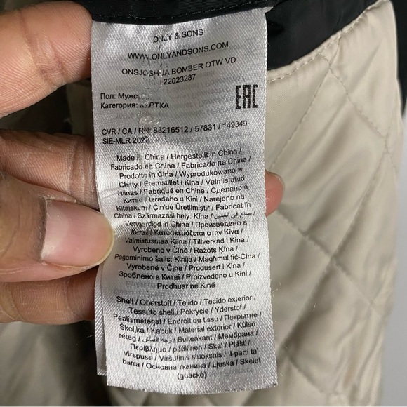 Only & Sons Men's Black Love x Loyalty Full Zip Bomber Jacket - Picture 7 of 13